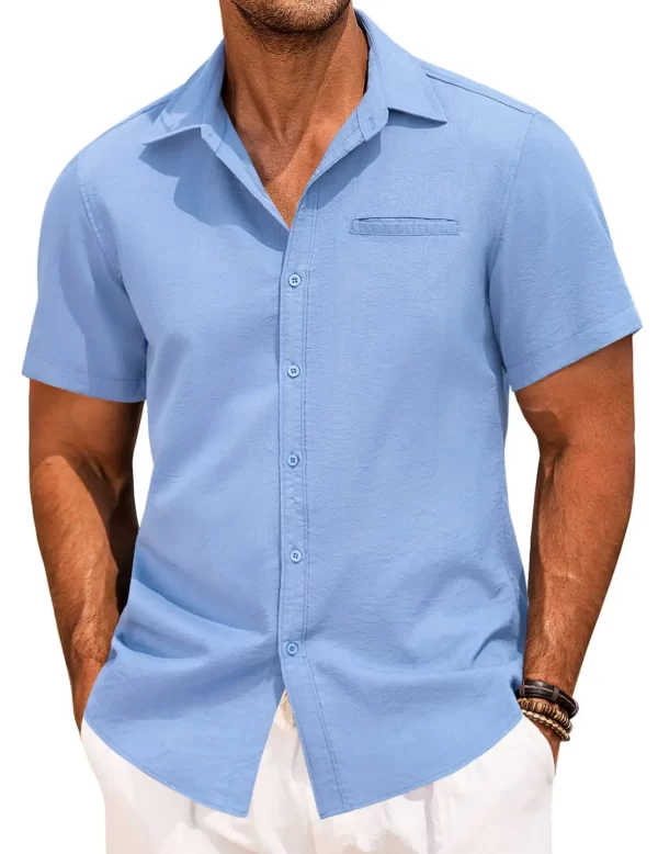 Men's Plus Size Classic Short Sleeve Button Down Shirt - Image 2