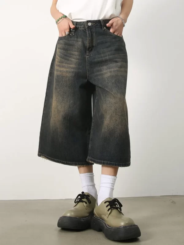Men's Wide Leg Denim Shorts - Image 10