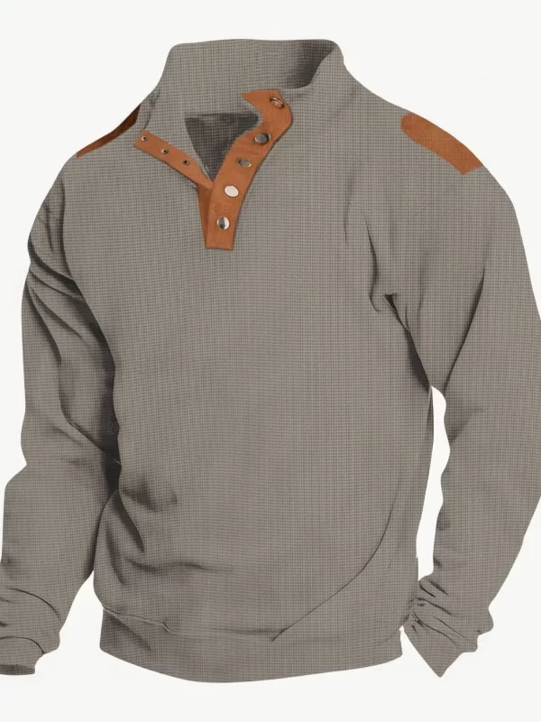 Men's Full Size Stand Collar Long Sleeve Polo Plus Size - Image 6