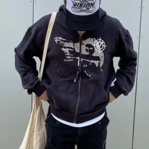 Men's Graphic Zip Up Long Sleeve Hoodie