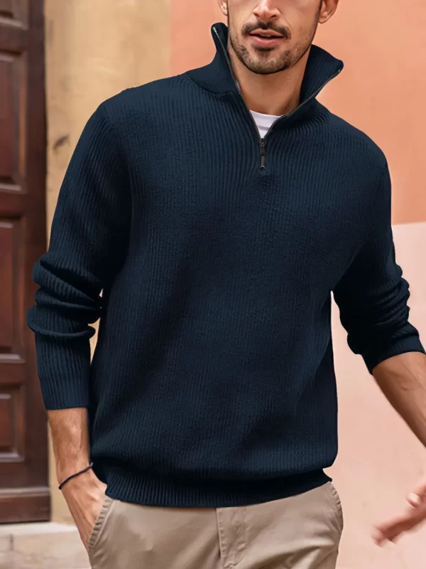 Men's Full Size Quarter Zip Long Sleeve Top Plus Size - Image 5