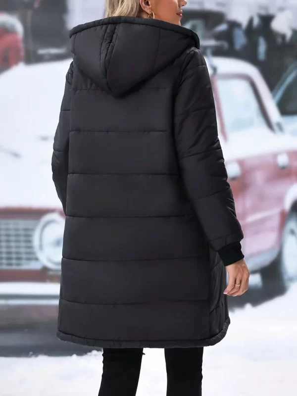 Plus Size Zip Up Hooded Winter Coat - Image 2