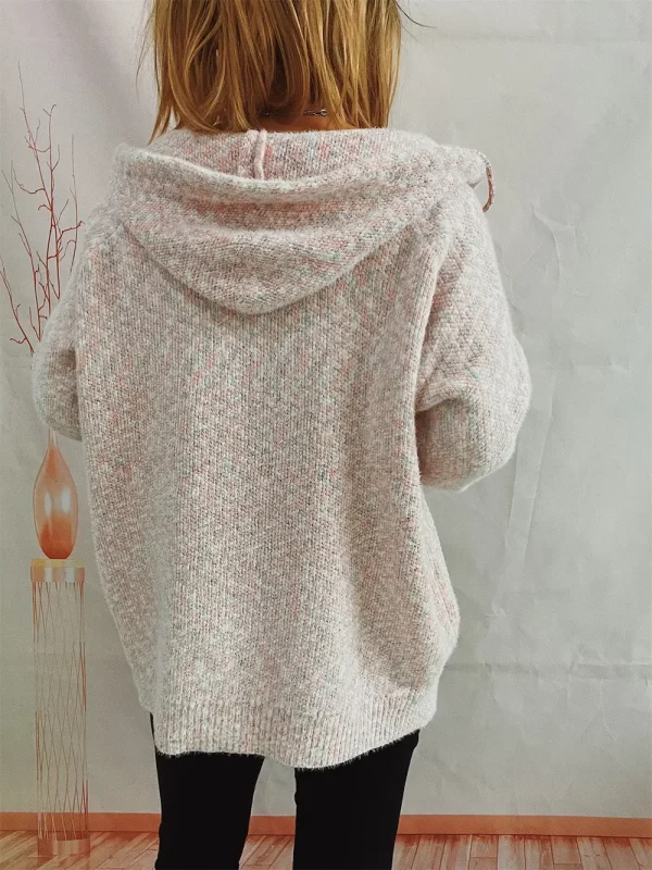 Zip Up Drawstring Long Sleeve Hooded Sweater - Image 11