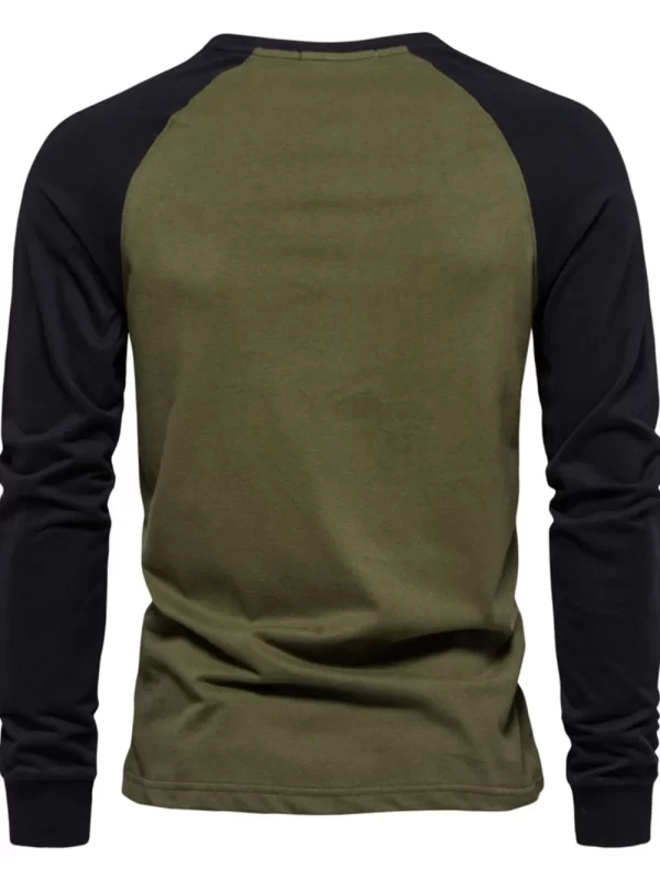 Men's Contrast Round Neck Raglan Sleeve T-Shirt - Image 8