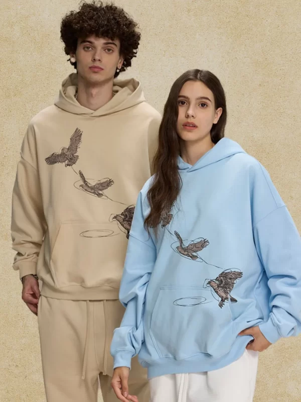 Men's Graphic Long Sleeve Hoodie with Kangaroo Pocket - Image 7