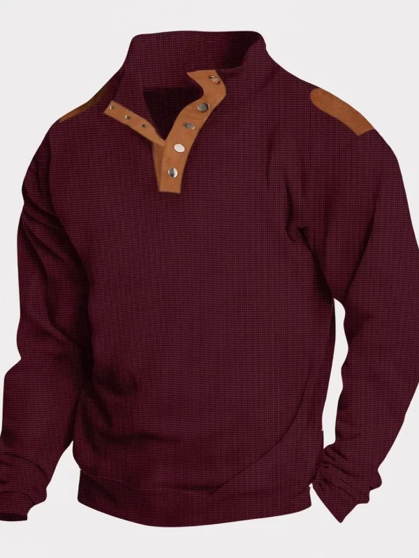 Men's Full Size Quarter Snap Long Sleeve Top Plus Size - Image 7
