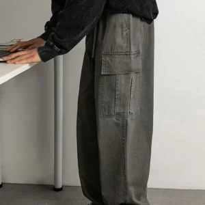 Men's Plus Size Drawstring Pants with Cargo Pockets