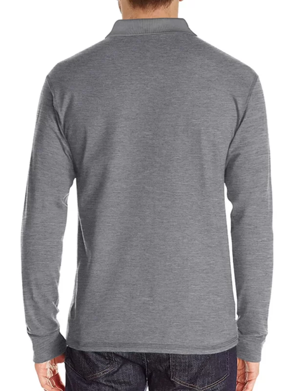 Men's Full Size Long Sleeve Pocket Polo Shirt Plus Size - Image 12