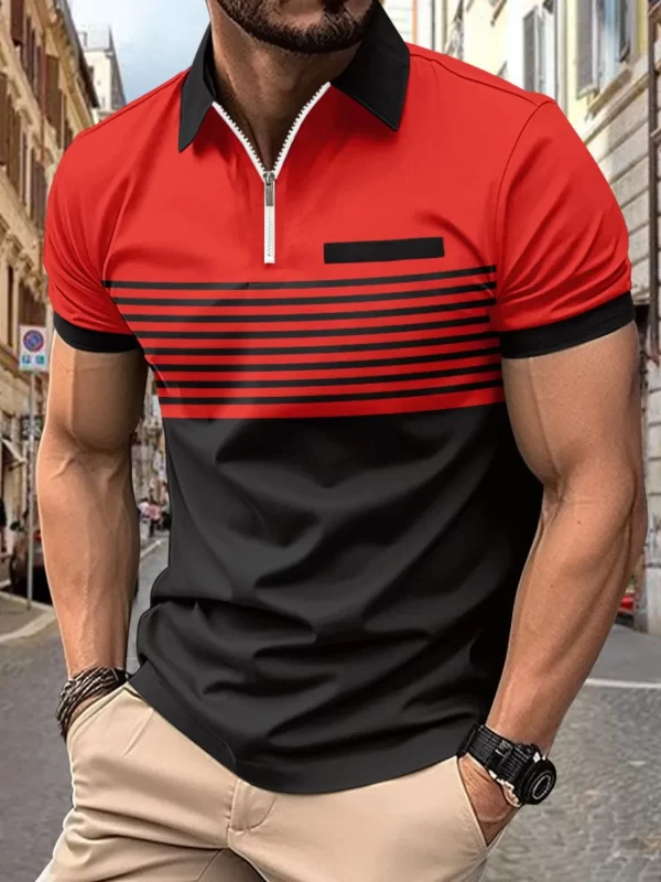 Men's Full Size Zip Collar Short Sleeve Polo Plus Size - Image 7