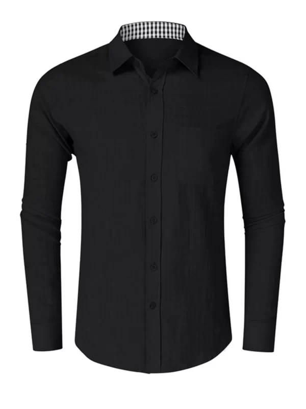 Men's Button-Down Shirt with Gingham Contrast - Image 6