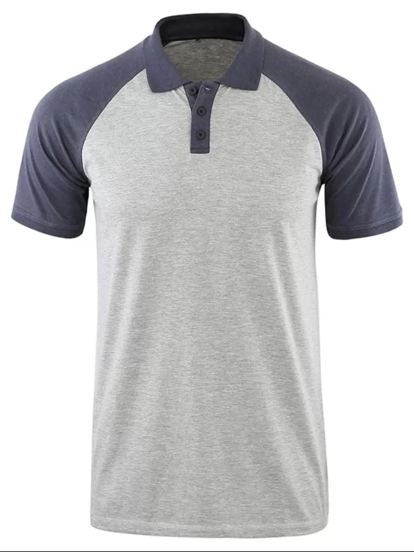 Men's Casual Raglan Sleeve Two-Tone Polo Shirt - Image 3