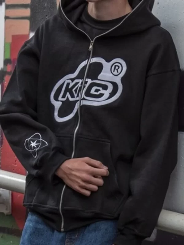 Men's Letter Graphic Zip Up Long Sleeve Hoodie - Image 2