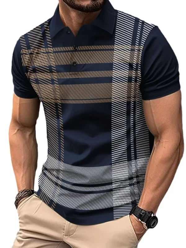Men's Full Size Button Detail Short Sleeve Polo Plus Size - Image 2