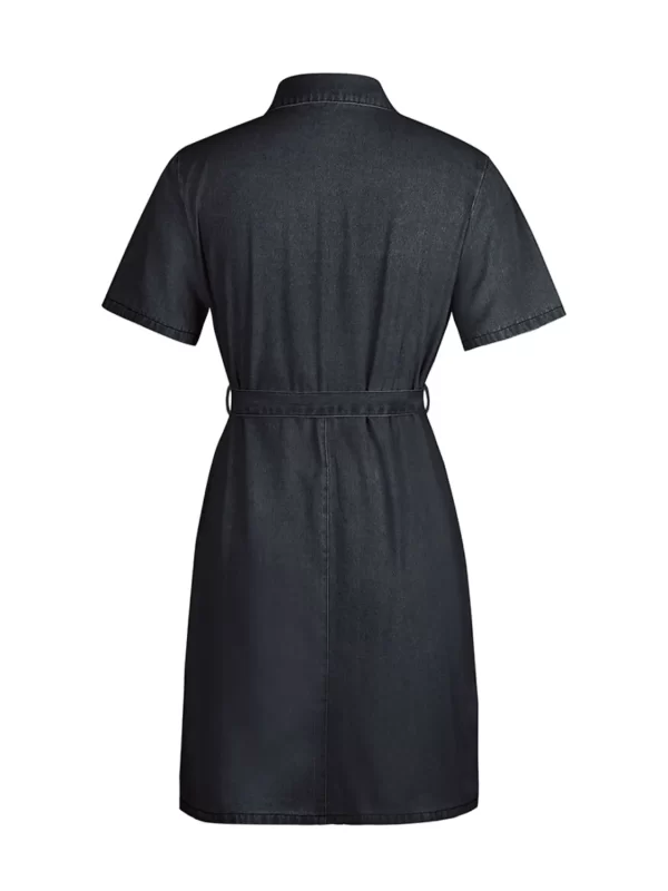Full Size Zip Front Short Sleeve Denim Dress Plus Size - Image 8