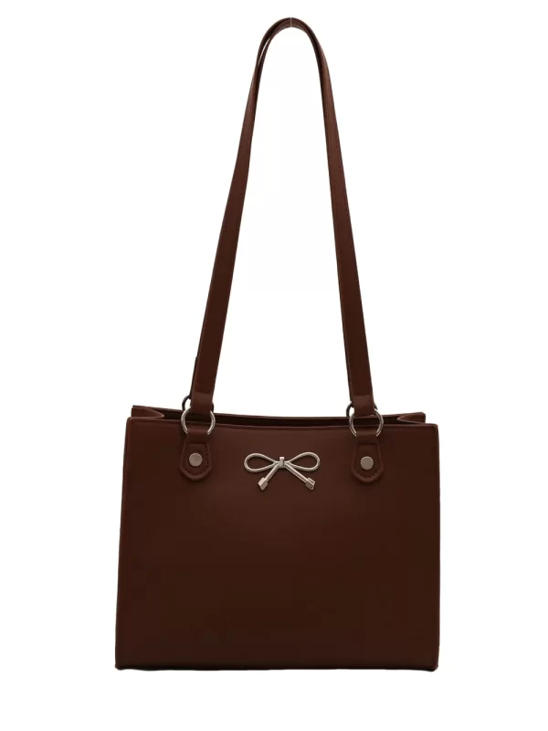Bow PU Leather Shoulder Bag - Image 4