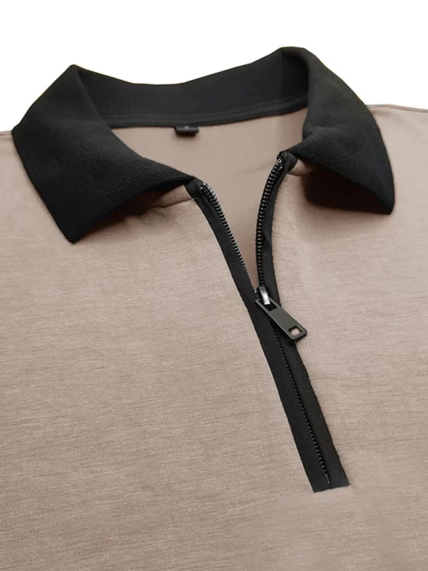 Men's Contrast Collar Quarter-Zip Polo Shirt - Image 8
