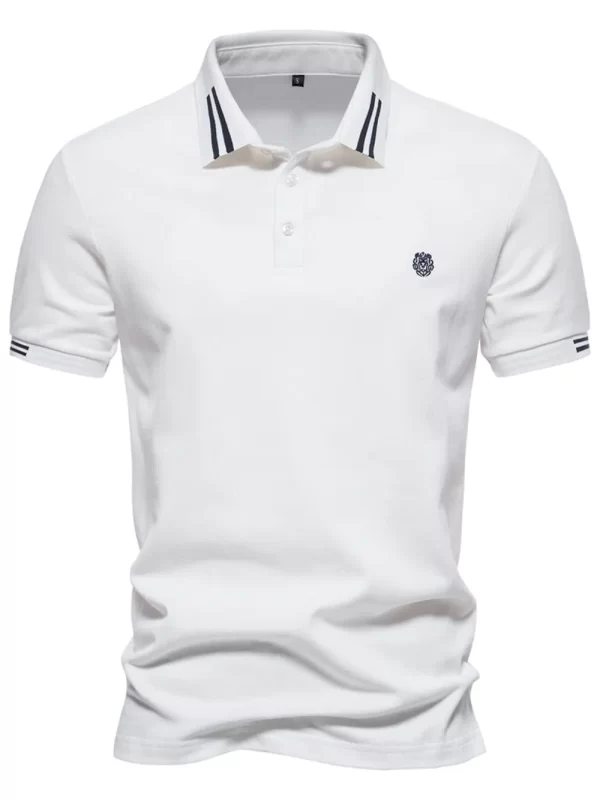 Men's Embroidered Striped Short Sleeve Polo