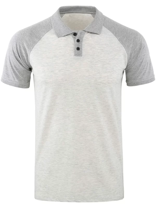 Men's Casual Raglan Sleeve Two-Tone Polo Shirt