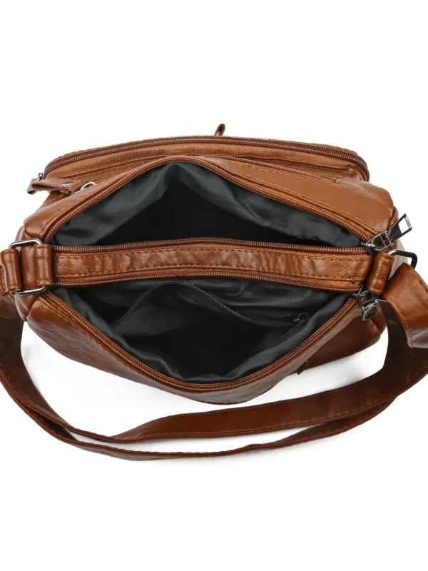 Multi Pockets PU Leather Shoulder Bag - Image 19