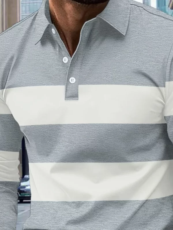 Men's Full Size Collared Contrast Striped Polo Plus Size - Image 6