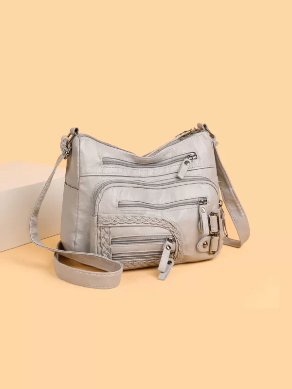 Multi Pockets PU Leather Shoulder Bag - Image 20