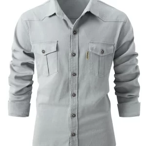 Men's Full Size Button Up Long Sleeve Shirt Plus Size