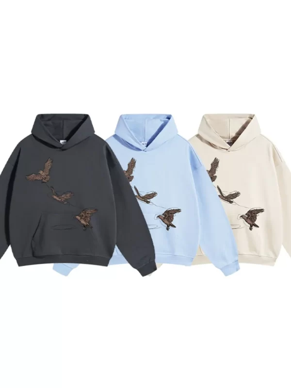Men's Graphic Long Sleeve Hoodie with Kangaroo Pocket - Image 2