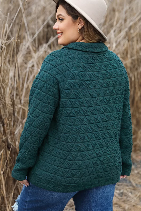 Plus Size Quarter Snap Quilted Sweatshirt - Image 4