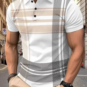 Men's Full Size Button Detail Short Sleeve Polo Plus Size