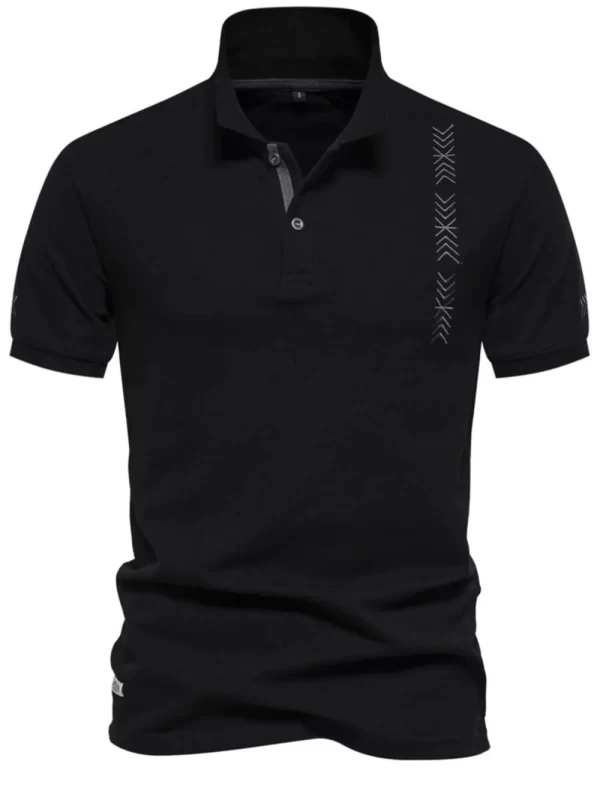 Men's Collared Neck Geometric Embroidered Polo - Image 6