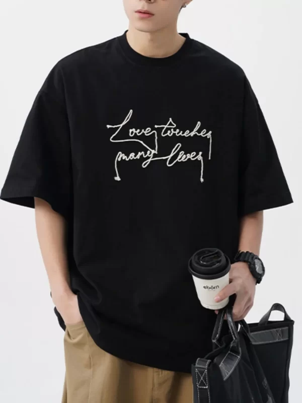 Men's Letter Round Neck Half Sleeve T-Shirt - Image 6