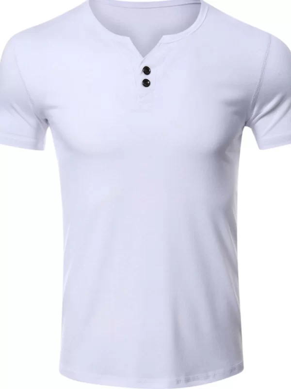 Men's Henley Short Sleeve Polo Top - Image 6