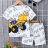 Children's Round Neck Cartoon Graphic T-Shirt and Shorts Set