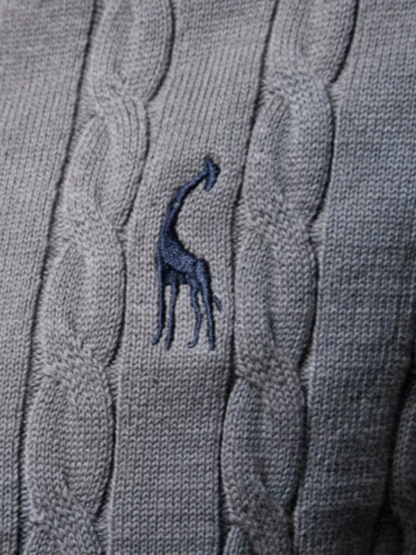 Men's Cable-Knit Round Neck Long Sleeve Sweater - Image 12