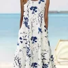 Printed Sleeveless Summer Midi Dress