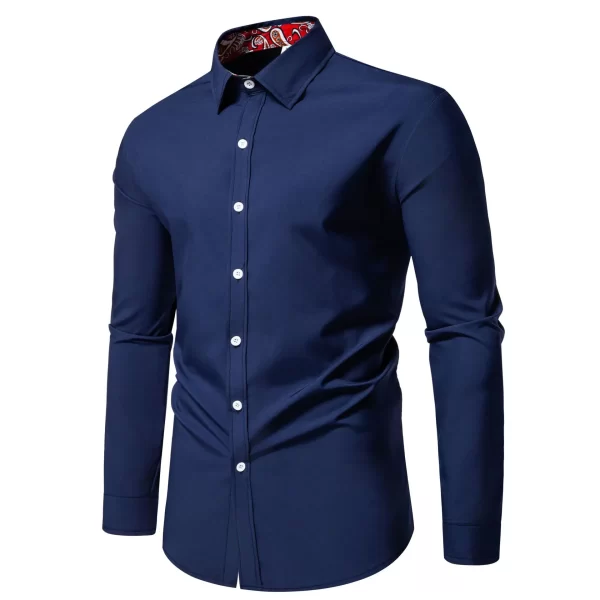 Men's Casual Button-Down Shirt with Cuff Detail - Image 3