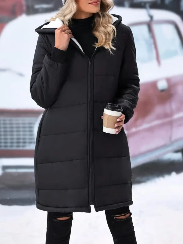 Plus Size Zip Up Hooded Winter Coat - Image 3