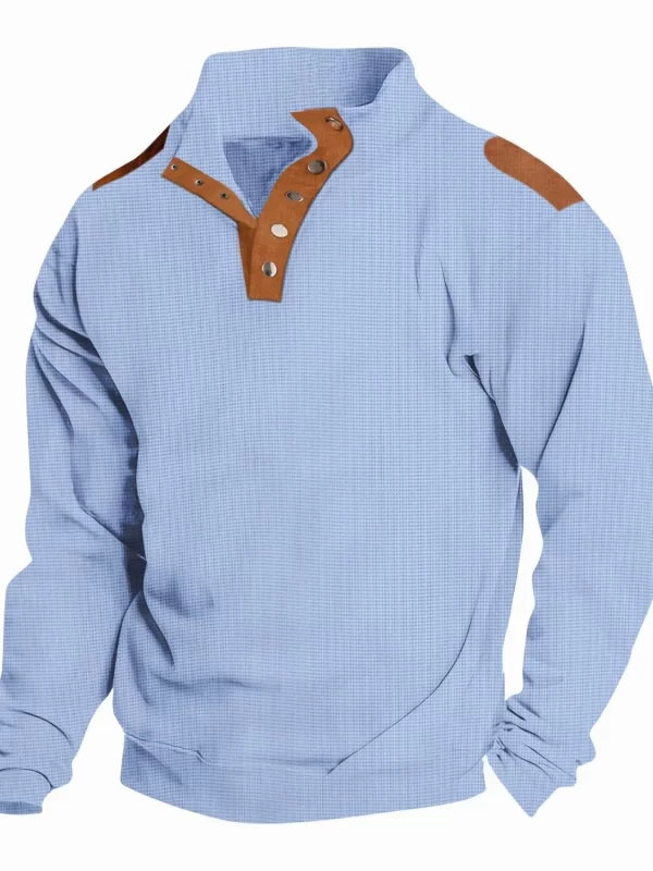Men's Full Size Quarter Snap Long Sleeve Top Plus Size - Image 3