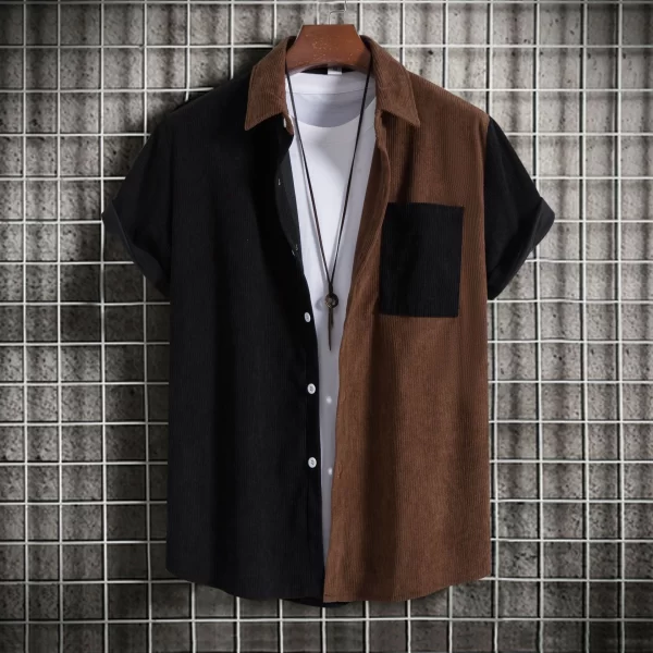 Men's Plus Size Classic Color Block Short Sleeve Shirt - Image 13