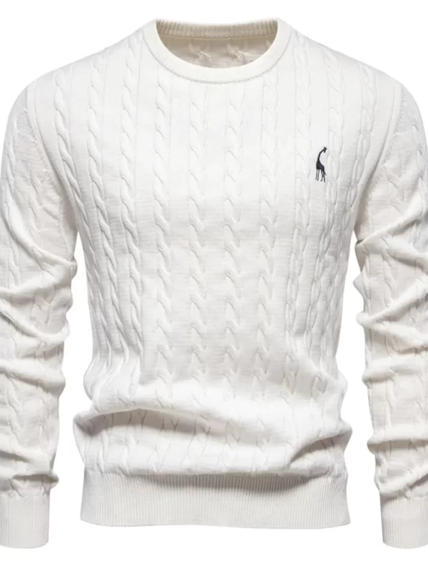 Men's Cable-Knit Round Neck Long Sleeve Sweater - Image 7