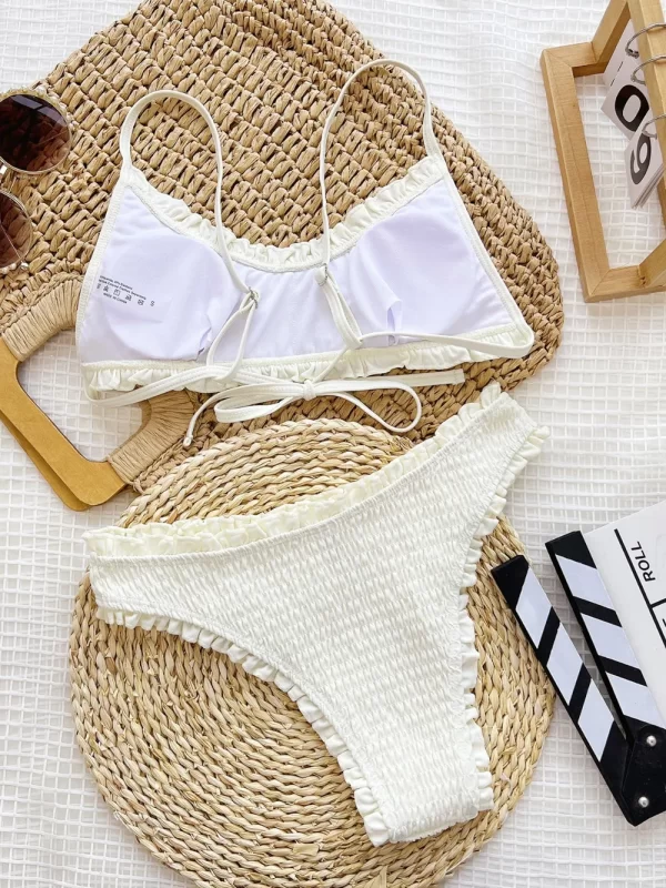 Frill Textured Spaghetti Strap Two-Piece Swim Set - Image 4