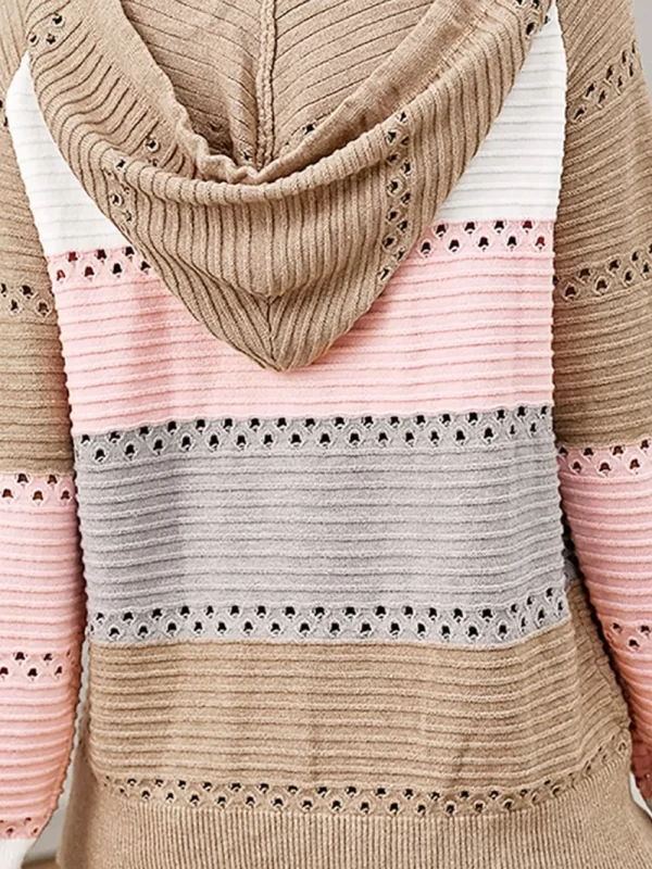 Color Block  Drawstring Hooded Sweater - Image 15