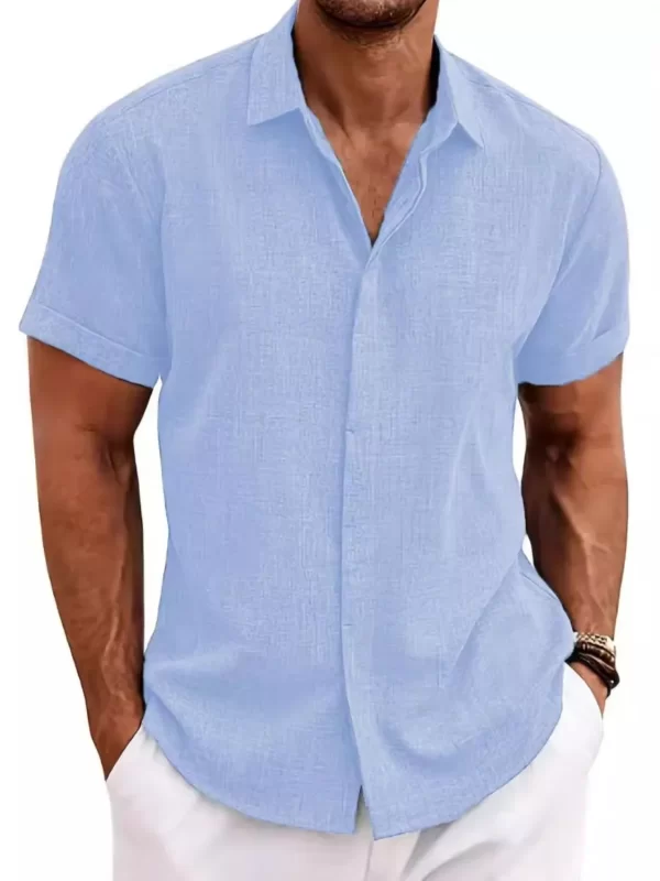 Men's Full Size Collared Neck Short Sleeve Shirt Plus Size - Image 3