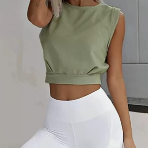 Round Neck Cropped Active Top
