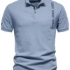 Men's Collared Neck Geometric Embroidered Polo