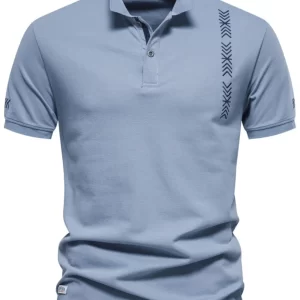 Men's Collared Neck Geometric Embroidered Polo