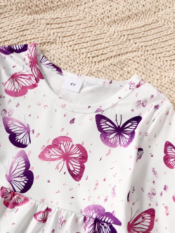 Children's Butterfly Print Top and Flare Pants Set - Image 5