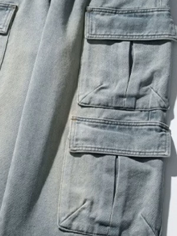 Men's Plus Size Wide Leg Jeans with Cargo Pockets - Image 6