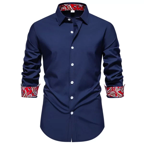 Men's Casual Button-Down Shirt with Cuff Detail - Image 4