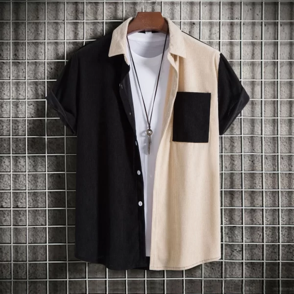 Men's Plus Size Classic Color Block Short Sleeve Shirt - Image 4